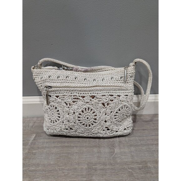 The Sak Lumi Cream Convertible Crossbody Bag Hand-Crocheted Gold Inlay MINT - Picture 1 of 16